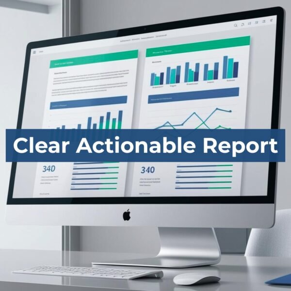 Mockup of the actionable content research report.