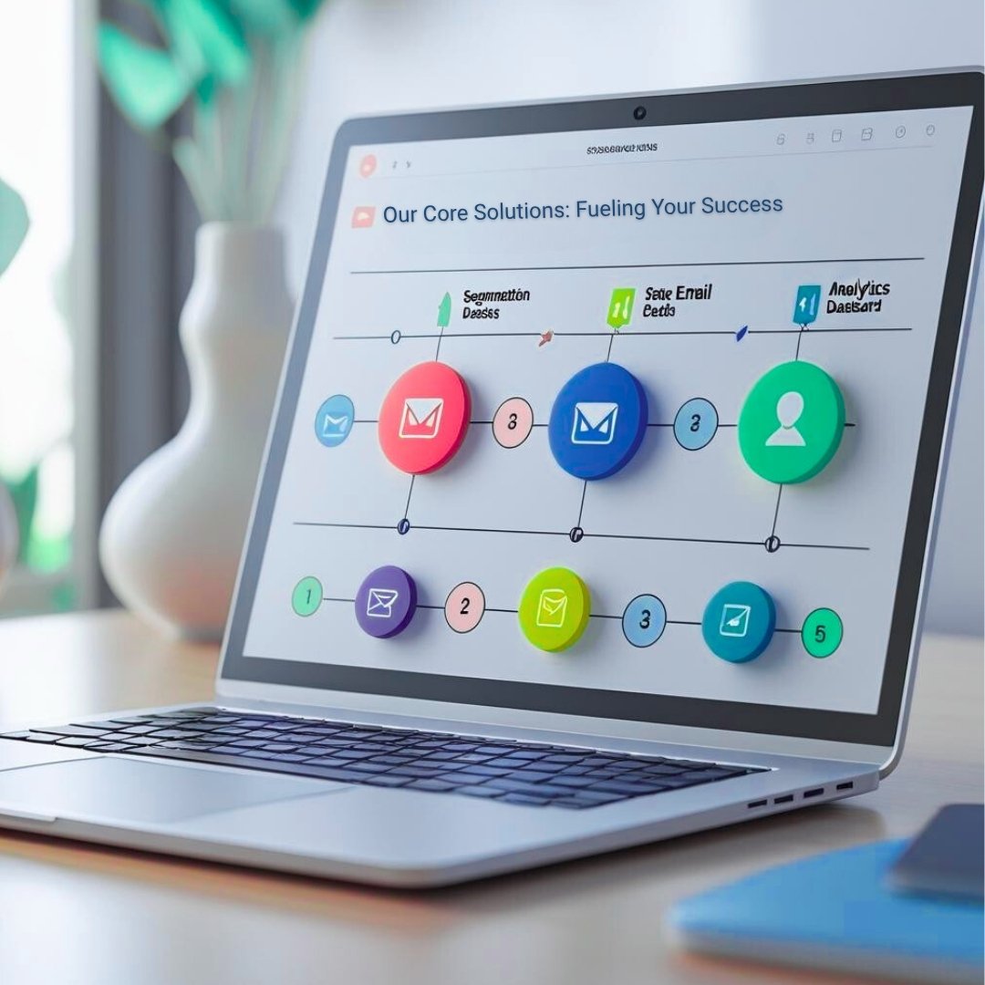 Digital growth solutions connecting a modern website, data analytics, and AI automation for business