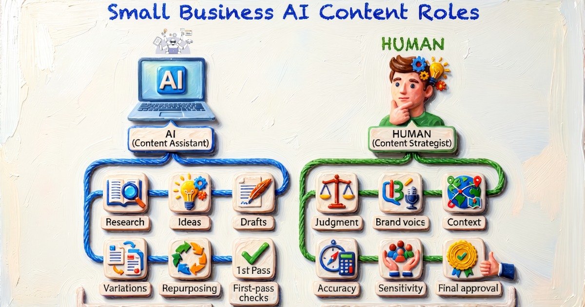 AI and human review working together in an automated social media content workflow