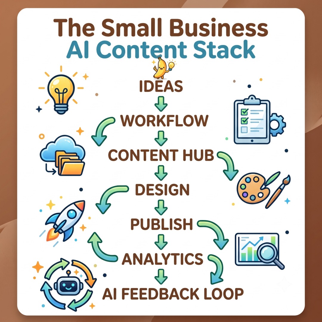 Automated social media content workflow from AI ideas to publishing and analytics