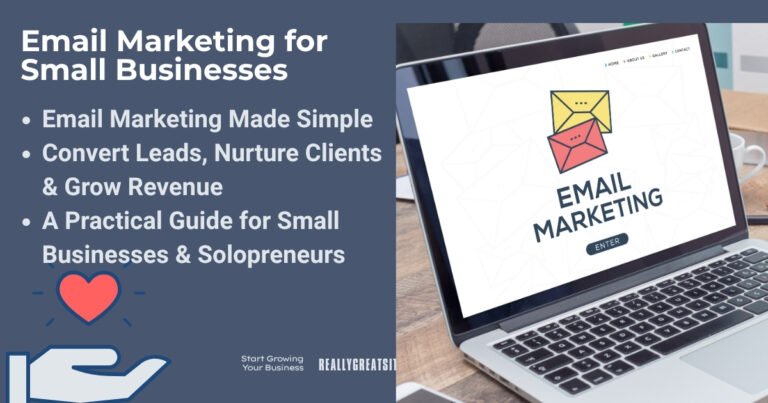 Email marketing guide banner image showing text: Email Marketing Made Simple, Convert Leads, Nurture Clients & Grow Revenue - by Bluez Innovations, Located at Houston, TX.